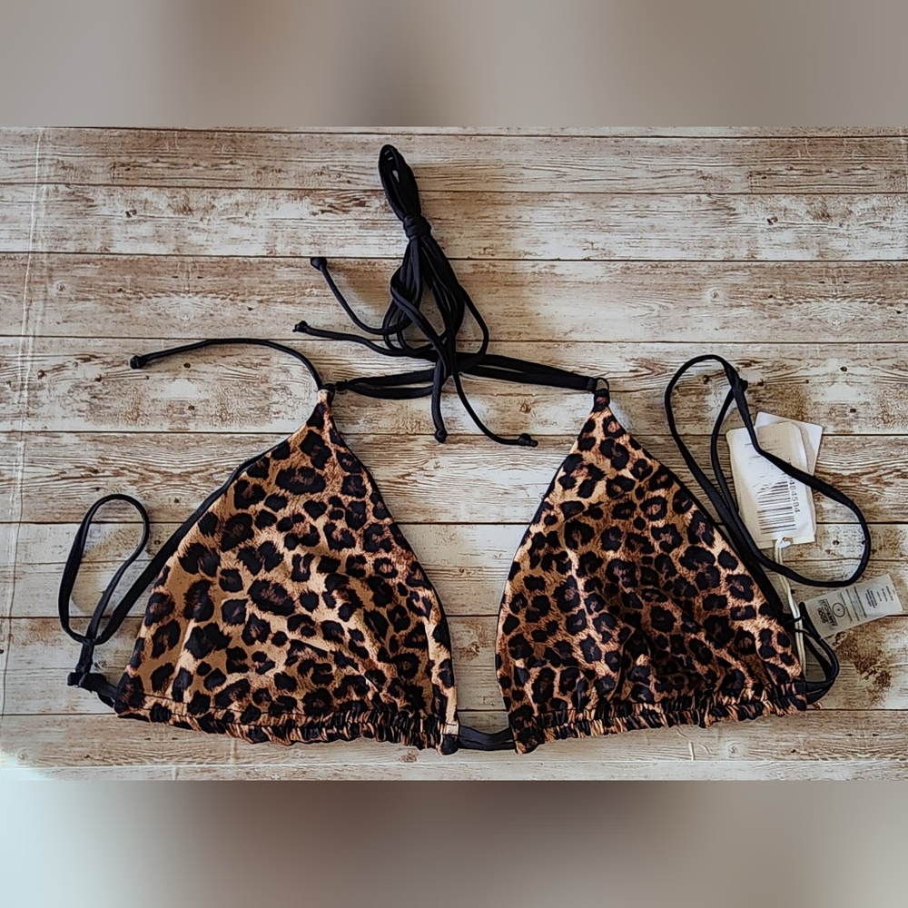 Good American reversible cheetah black bikini triangle top size 6 3xl women's